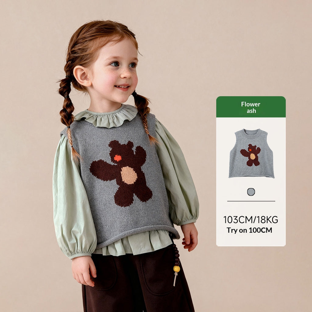 Broderie de dessins animés Veste de taille tricotée souple et polyvalente