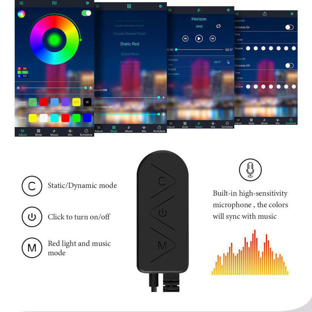 Panneau de contrôle du centre de modification de la lumière de l'atmosphère USB de voiture