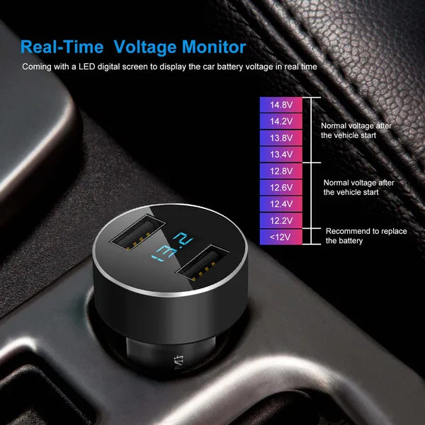 Universal 15W/3.1A Adaptateur de charge de voiture double USB en alliage d'aluminium Adaptateur de charge rapide de voiture F