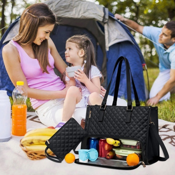 2 en 1 sac isotherme pour le déjeuner pour les femmes grande capacité ordinateur sac à main travail