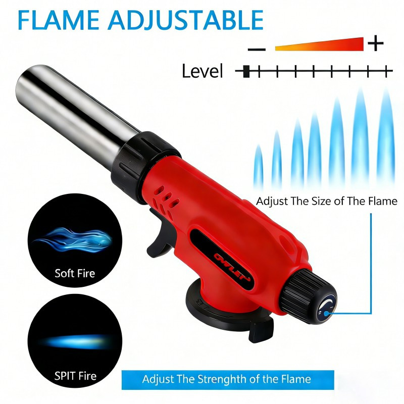 Blowtorch professionnel de cuisine Butane avec flamme réglable et rotation à 360 degrés pour ainsi