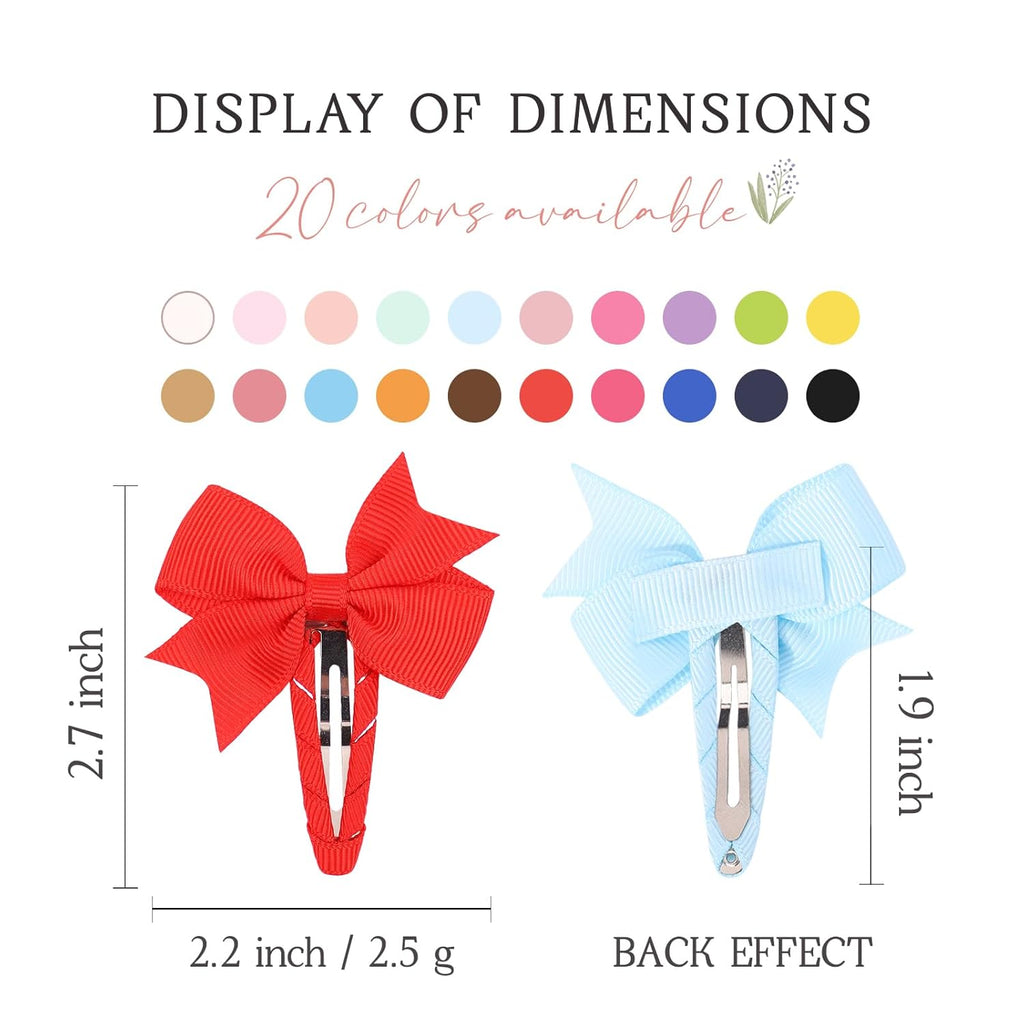 40PCS Snap bébé Bows clips pour les filles Grosgrain Ribbon Entièrement épaulé 2 pouces cheveux pour bébé