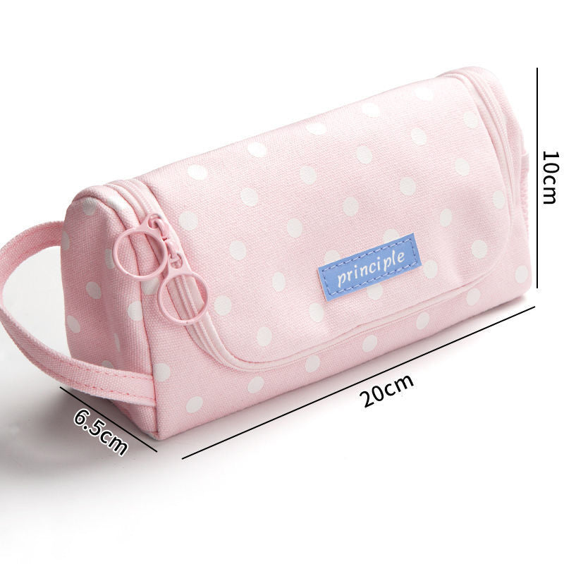 Toile Crayon cas grande capacité simple fille japonais mignon fille Cœur papeterie Box Kore