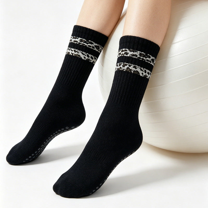 Chaussettes de sol en léopard rayé pour femmes