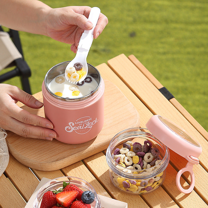 Mug de petit déjeuner en acier inoxydable avec couvercle