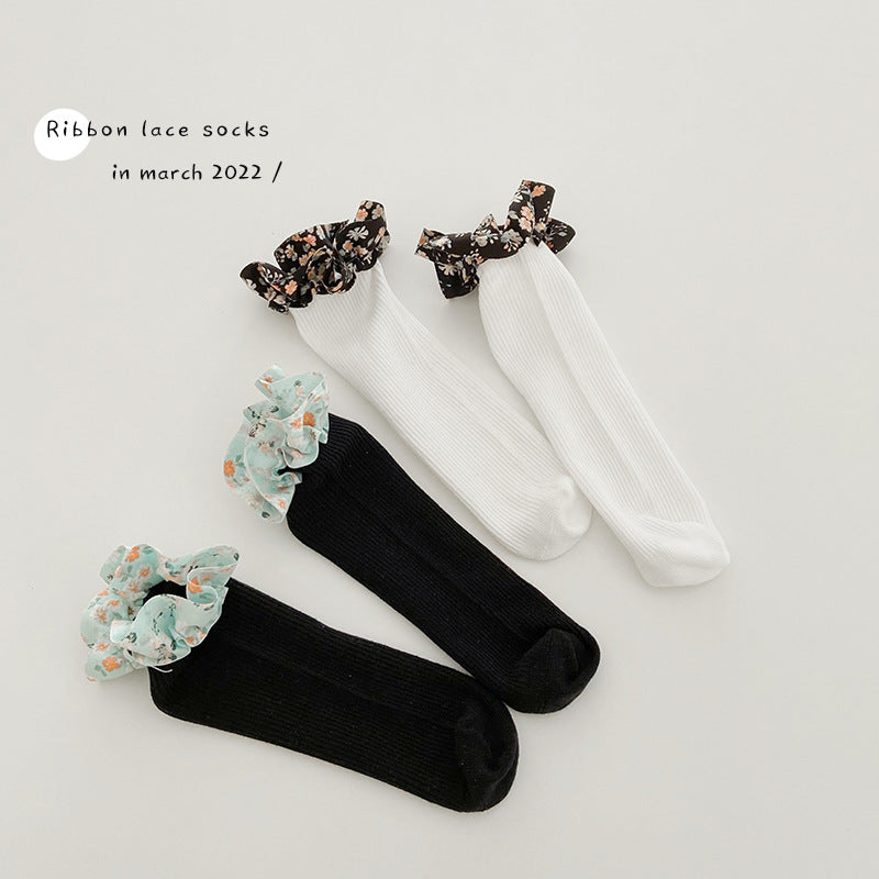 Le printemps et l'été version coréenne de la fine section de la dentelle princesse calf chaussettes