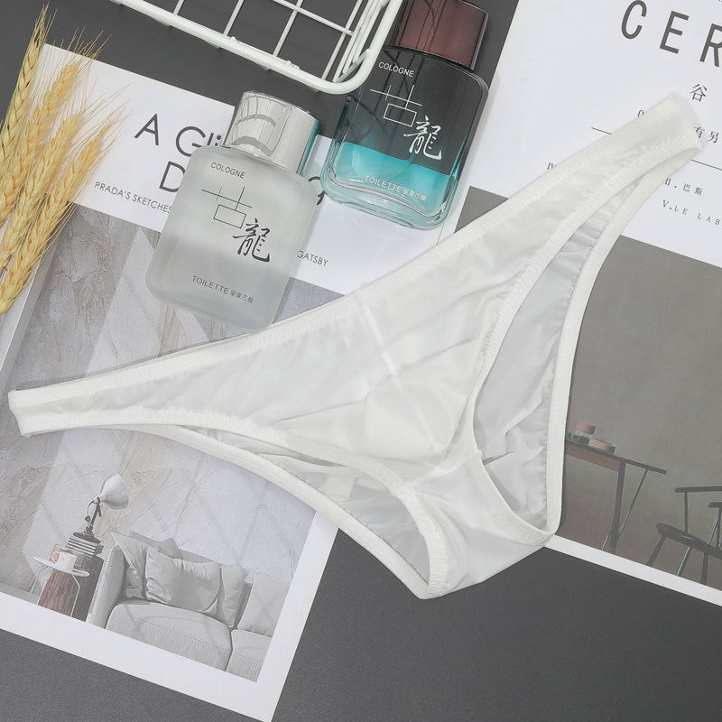 Slip homme transparent Basse taille Silk de glace ultra-fine en forme de T