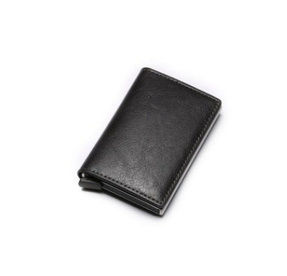 PU Leather Credit Holder Business Money Cash Card Package RFID Wallet Automatique Aluminium A