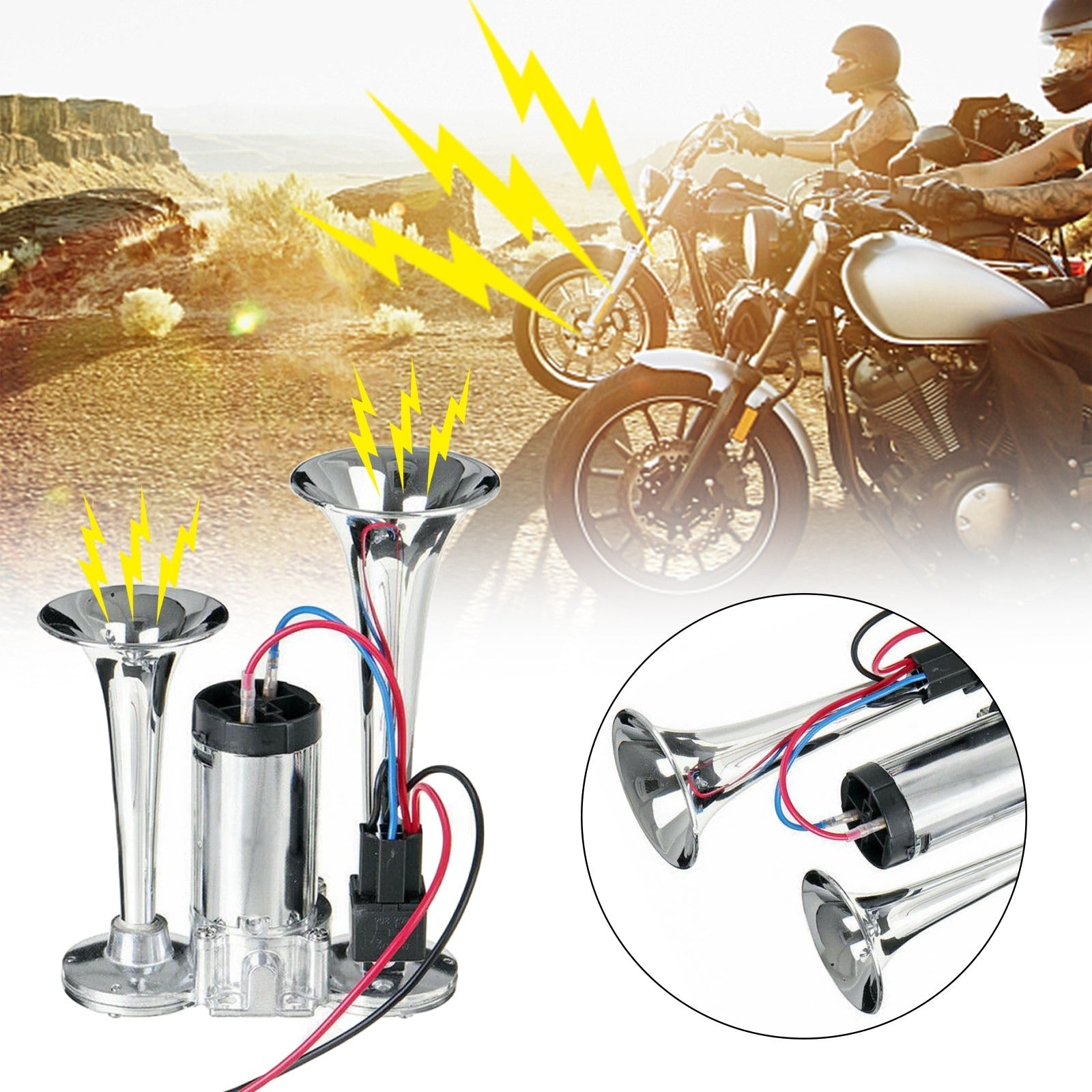 600DB Super Loud Car Truck Boat Dual Trumpet Train 12V Air Horn Compressor Kit
