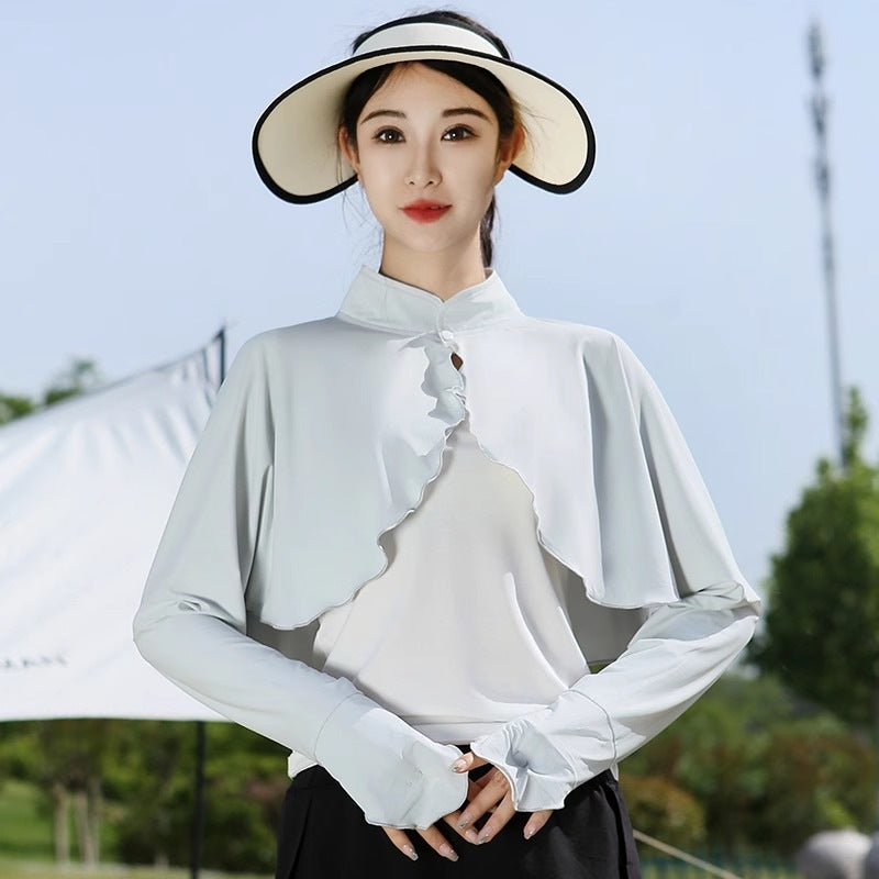 Ice-silk Châle à manches une pièce Cape Femmes Vêtements d'extérieur d'été Veste courte