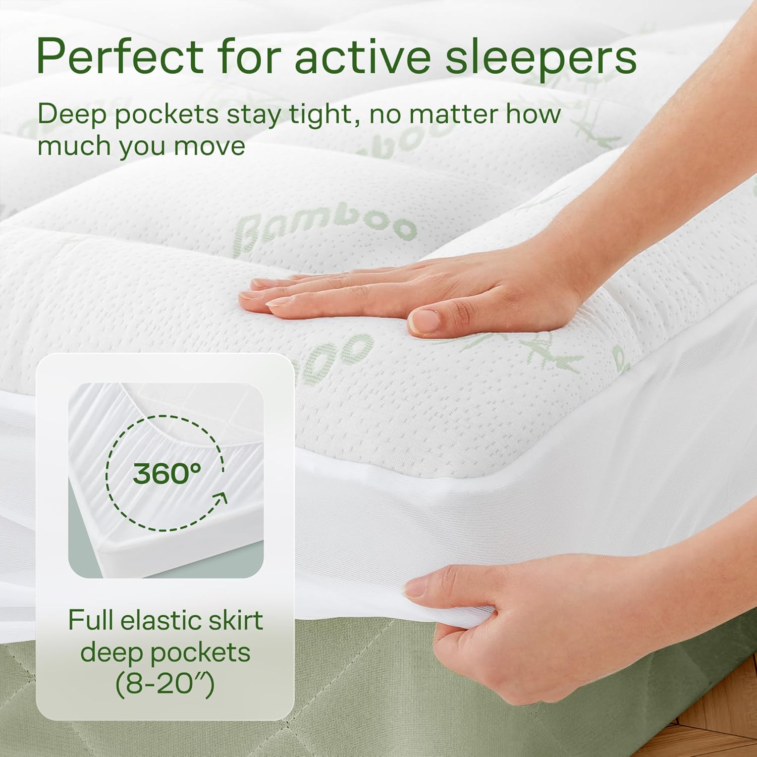Solution de sommeil Topper matelas ultra doux taille Reine - Rayon dérivé de l'oreiller en bambou