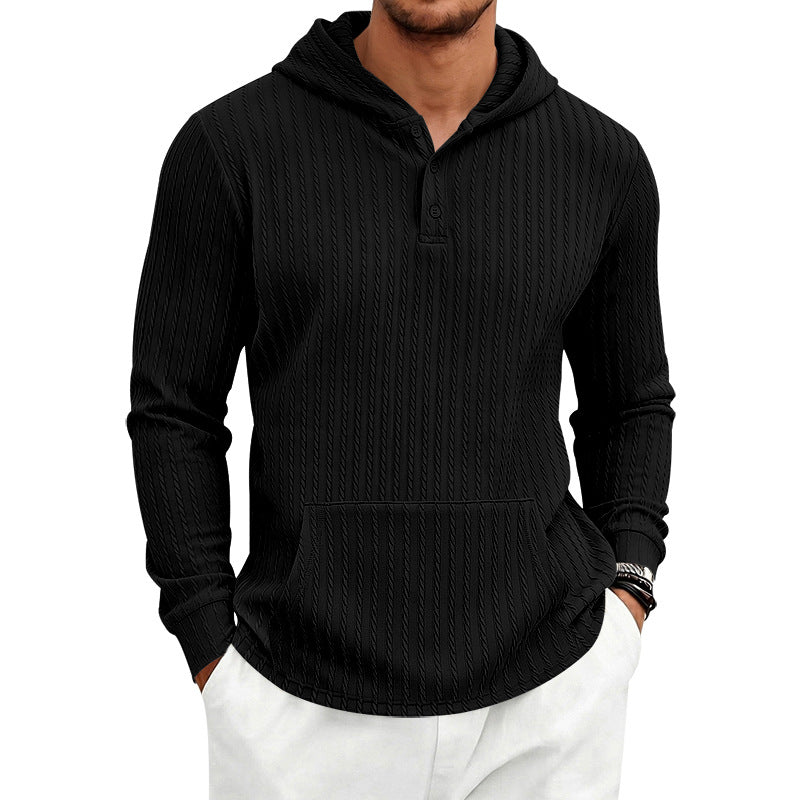 Herringbone Jacquard Texturé Casual Hommes Hoodie