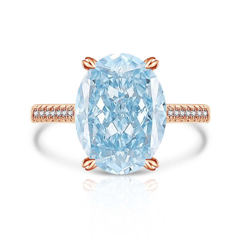 Femme Versatile Casual Papalacha Haute Carbone Diamant Fleur de Glace Anneau