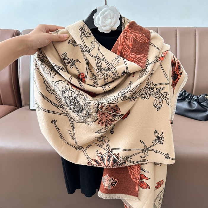 Retro Châle à sensation de cachemire - Écharpe chaude douce haut de gamme pour femmes Écharpe d'automne