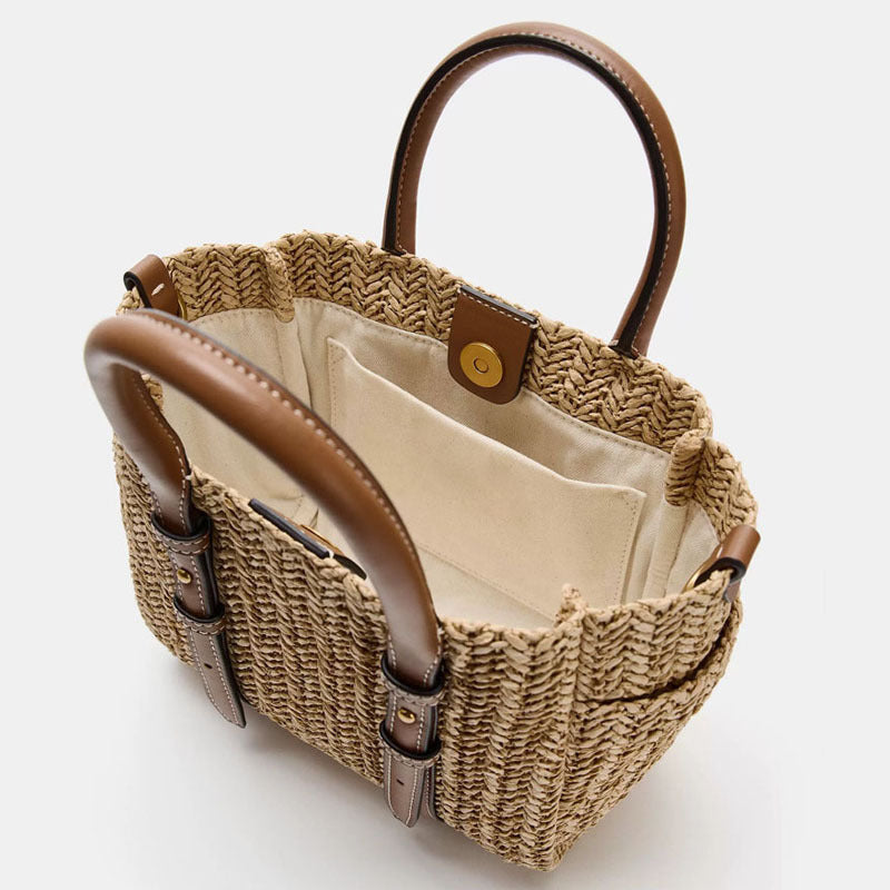 Sac croisé portatif à épaule en paille
