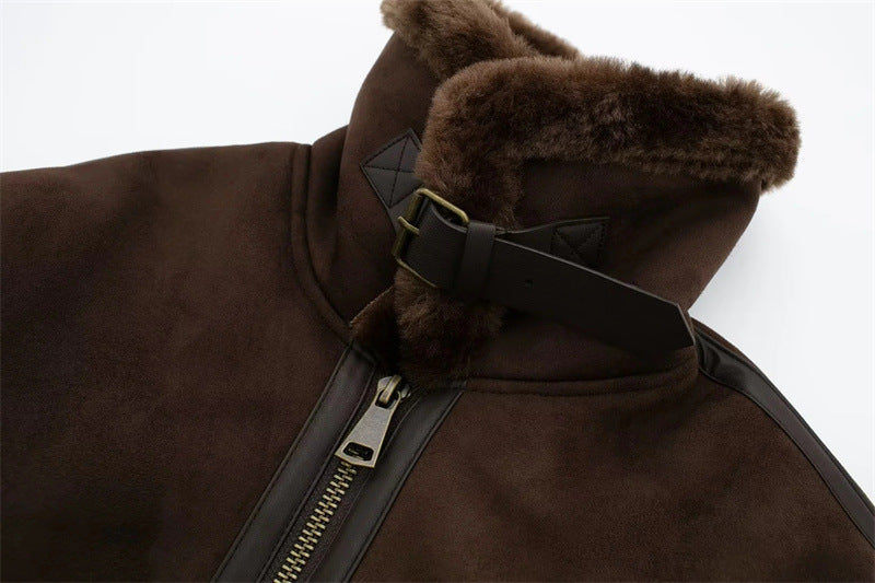 Veste en Veste de moto double face intégrée en fourrure chaude