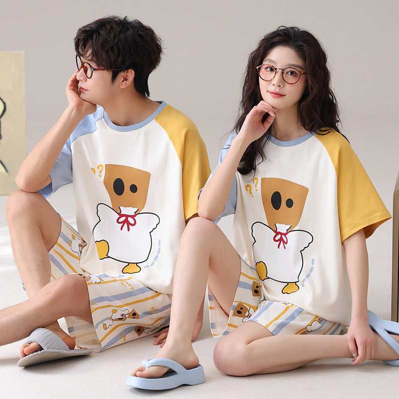 Port d'extérieur Loose Short à manches courtes Couple Pajamas
