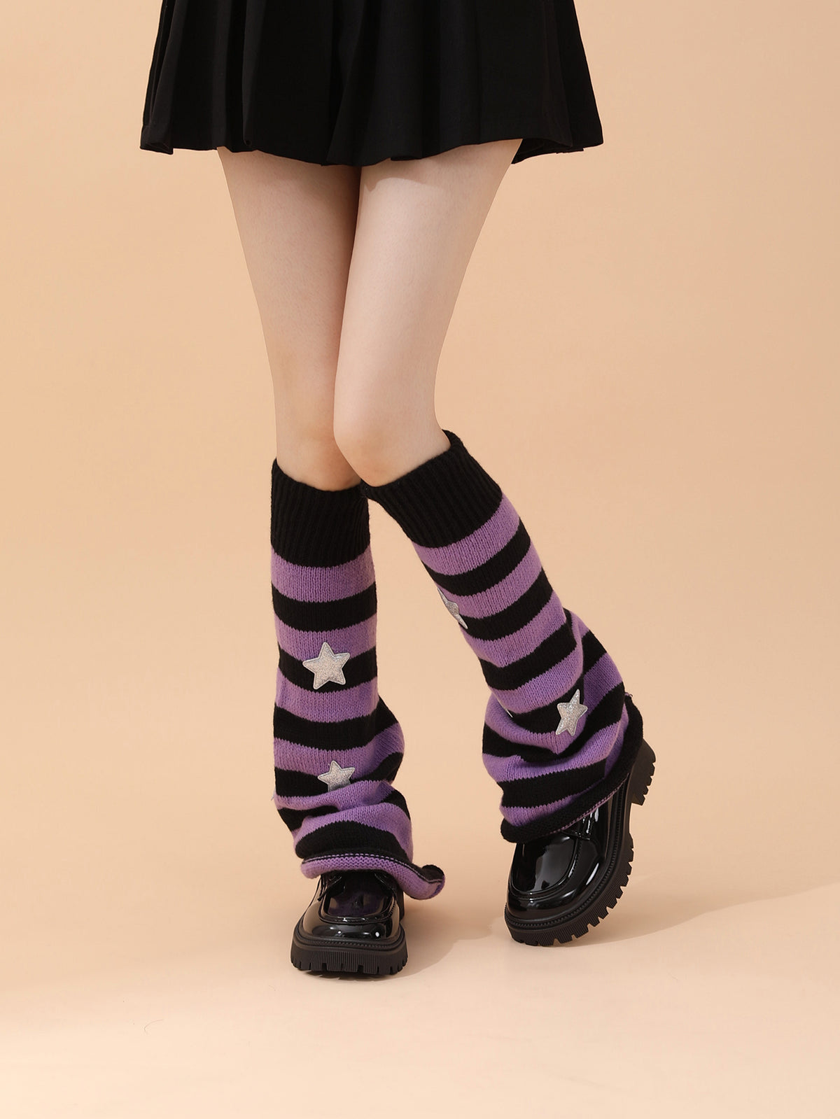 Popular Nouveauté Automne Hiver Warm Stripe Star Decor Enroulé Bell Forme Jambe Warmer Boot Donc