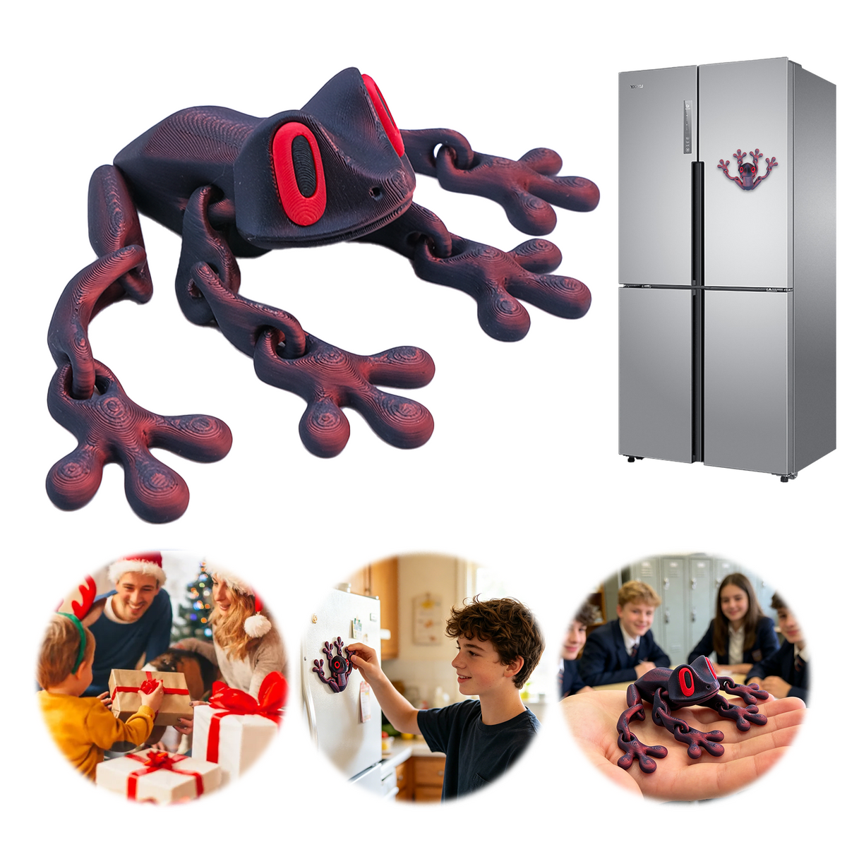 Grand aimant de réfrigérateur à grenouille imprimé 3D