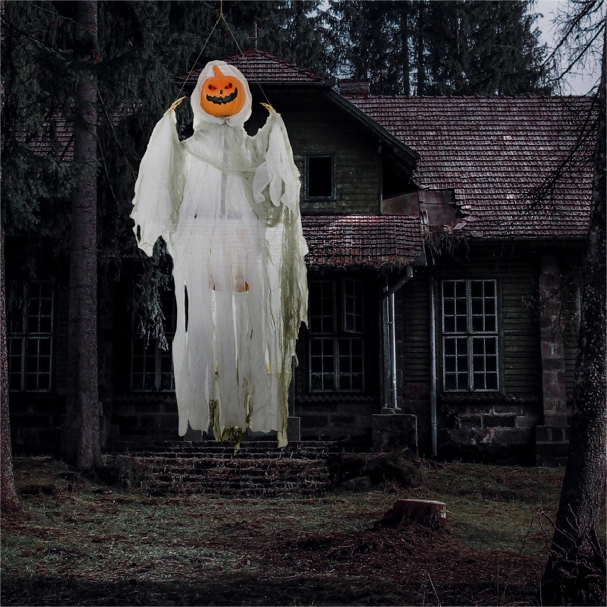 Halloween suspendu citrouille Ghost décoration Son actif crispé hurlement lumière vers le haut oeil rouge