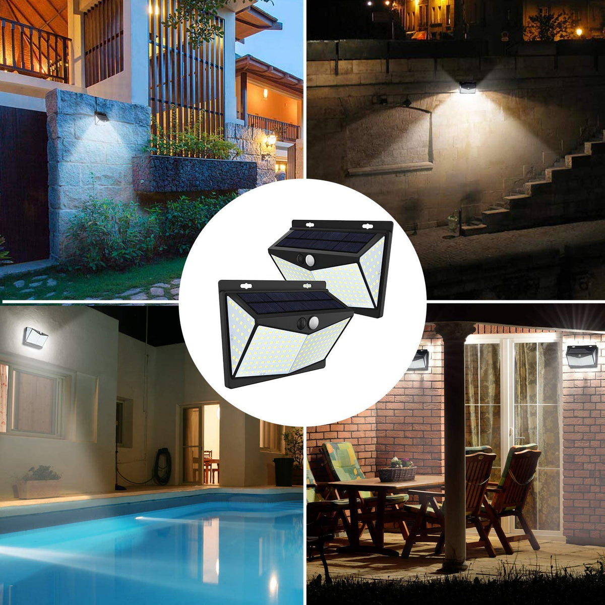 208LED Solar Wall Light Human Body Induction Garden Villa Landscape Lamp
