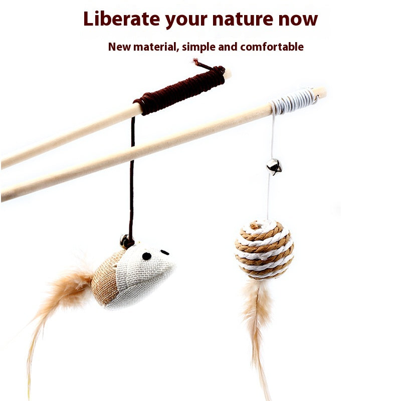 Animaux de compagnie Cat Teaser Feather Bell en bois Pole Pet Produits