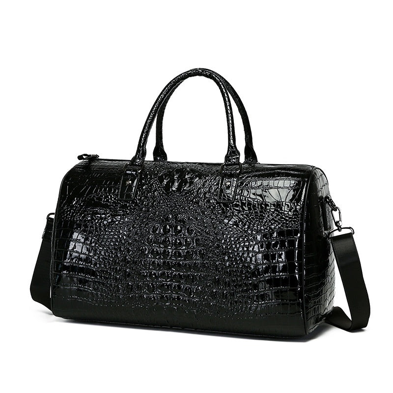 Sac croisé en cuir véritable en crocodile texturé