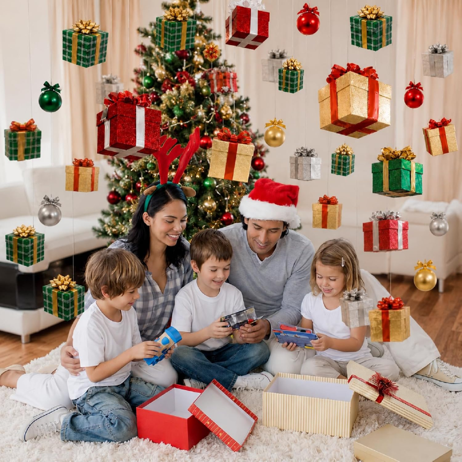 Décorations de plafond suspendu de Noël Balle et boîte cadeau Cutout