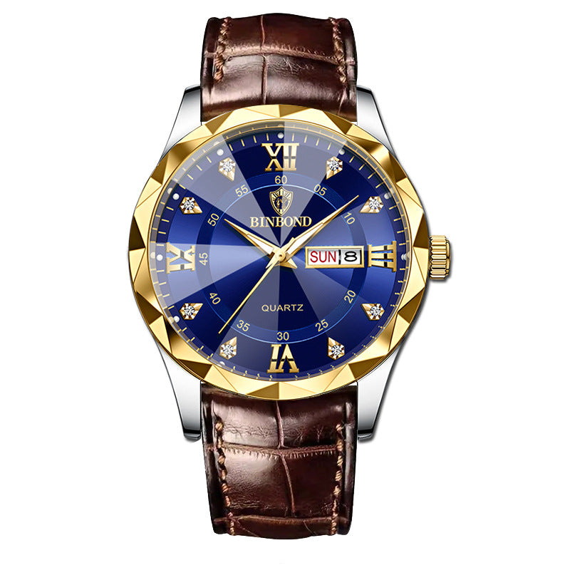 Véritable montre Quartz d'étudiant homme en cuir imperméable à l'eau