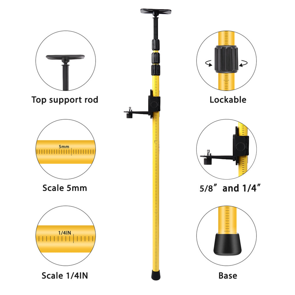 2.8 Mesure de nivellement laser Pole télescoping Pole de montage réglable pour Rotary et Line Las