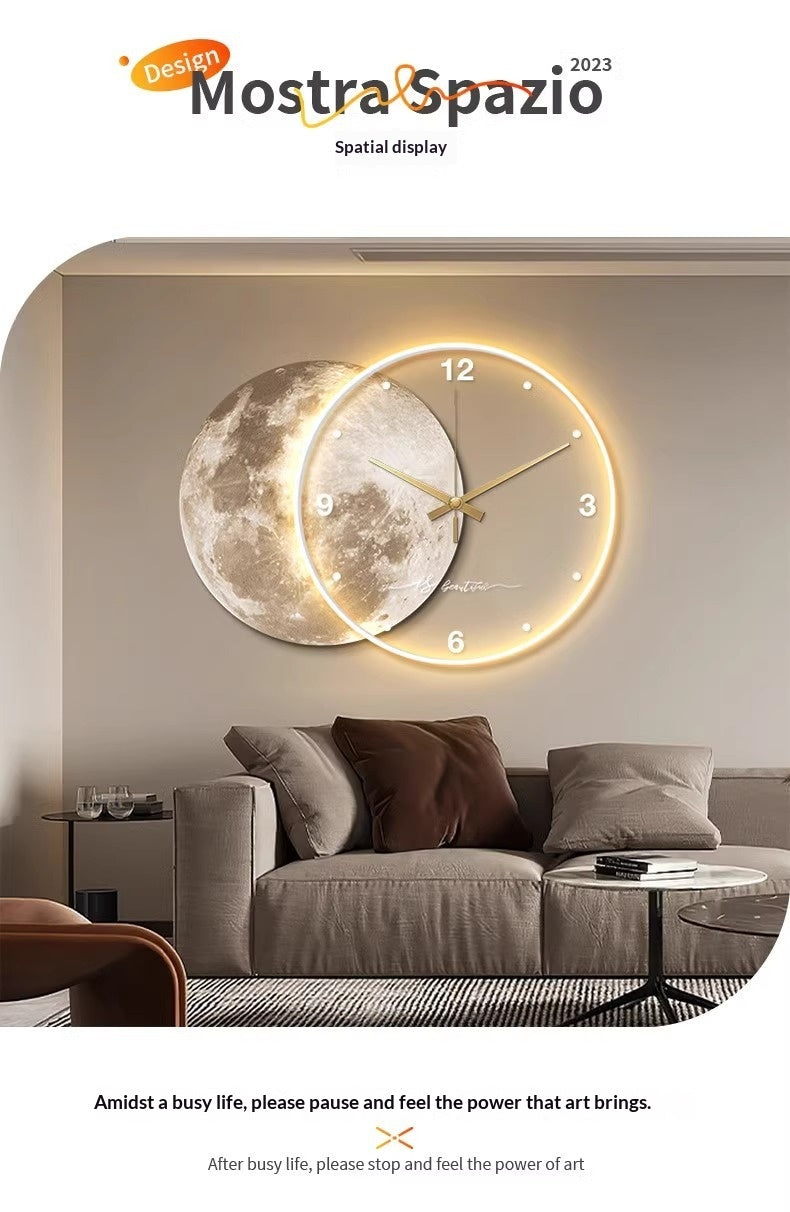 Moon Salon Horloge Murale Horloge Lumière Murale