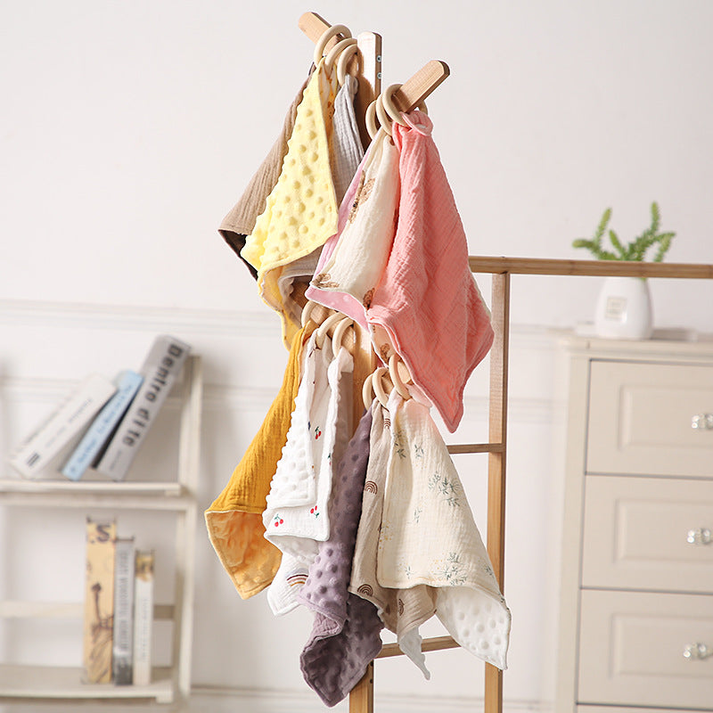 Bite anneau double couche Crêpe Serviette Saliva Baby Doll Square Serviette
