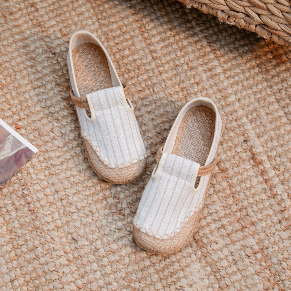Chaussures de Lin Les femmes artistiques rayées couleurs