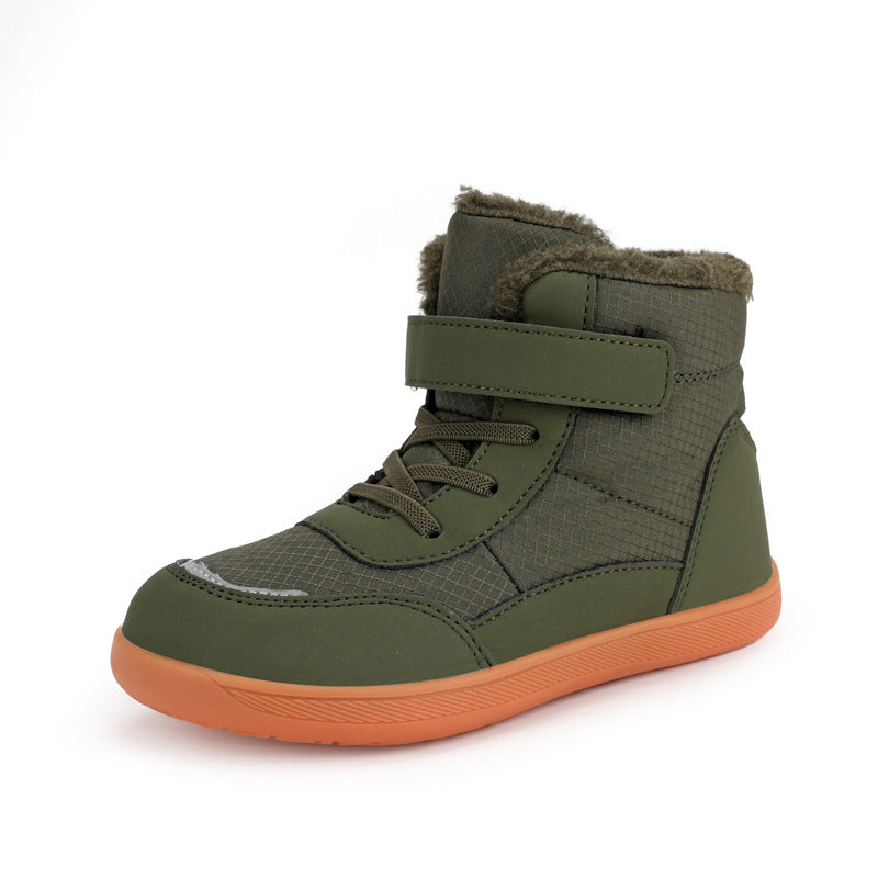 Haut-top pour les enfants avec velours épais large orteil coton rembourré Chaussures en plein air Garder la neige chaude