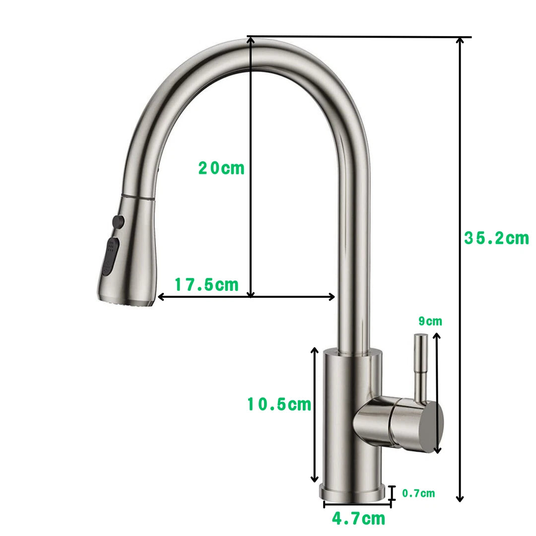 360 Robinets de mélangeur d'évier de cuisine tirer Spout Spray à levier unique moderne Mono Tap