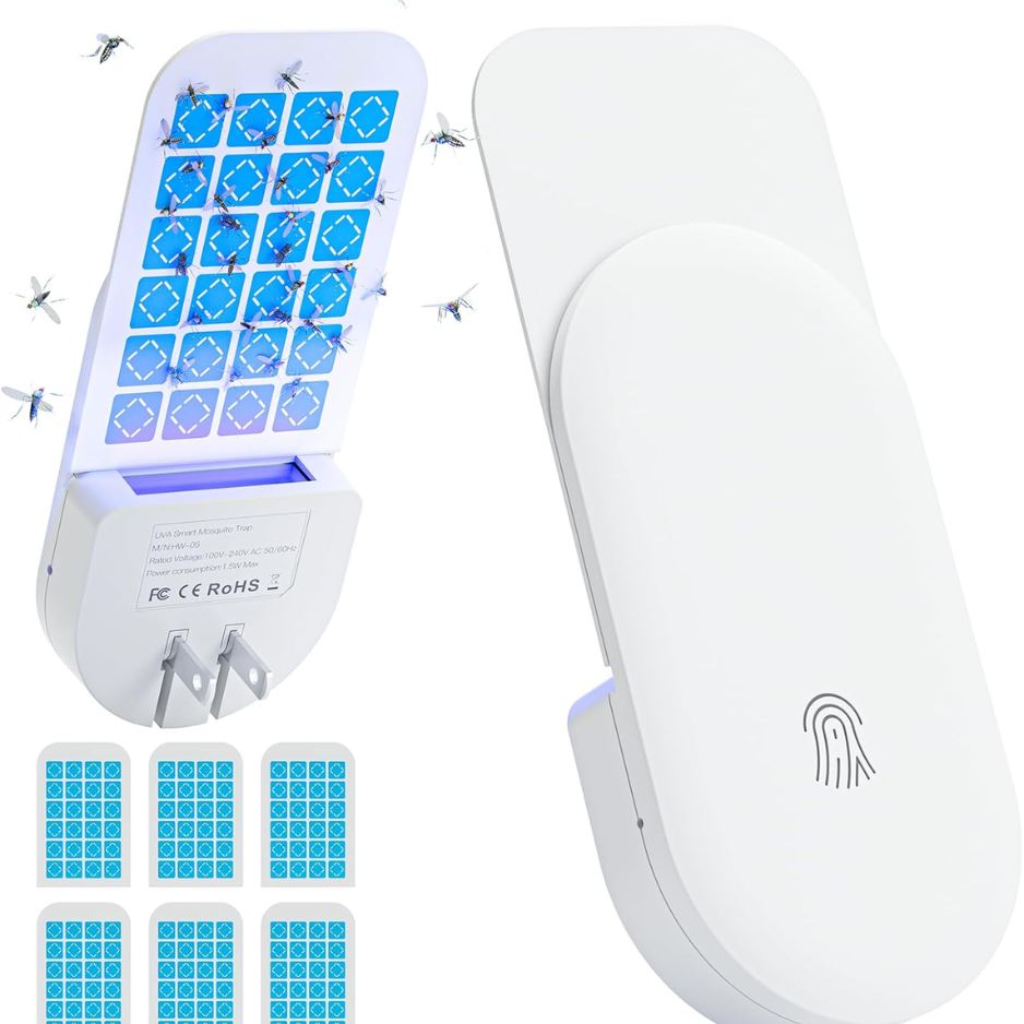 2-in-1 Indoor Plug-in Flying Insect Trap - Fruit Fly & Gnat Catcher with 6 Glue Cards - Yes