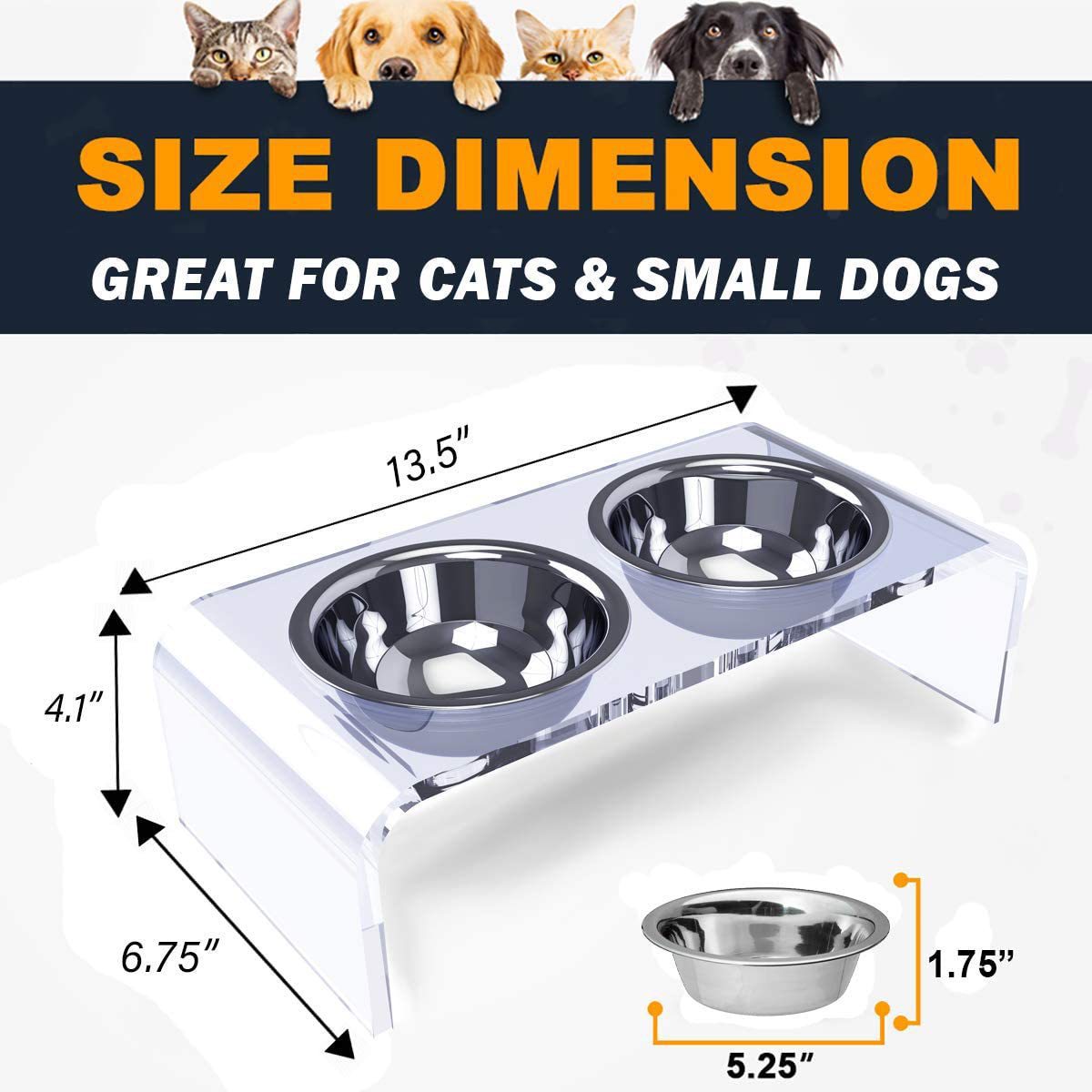 Chien Acrylique et Chats Pet Feeder Petit Chat Chien Feeding Rack