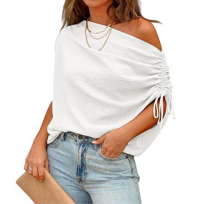 T-shirt hors-épaule Top avec une touche design pour les femmes porter