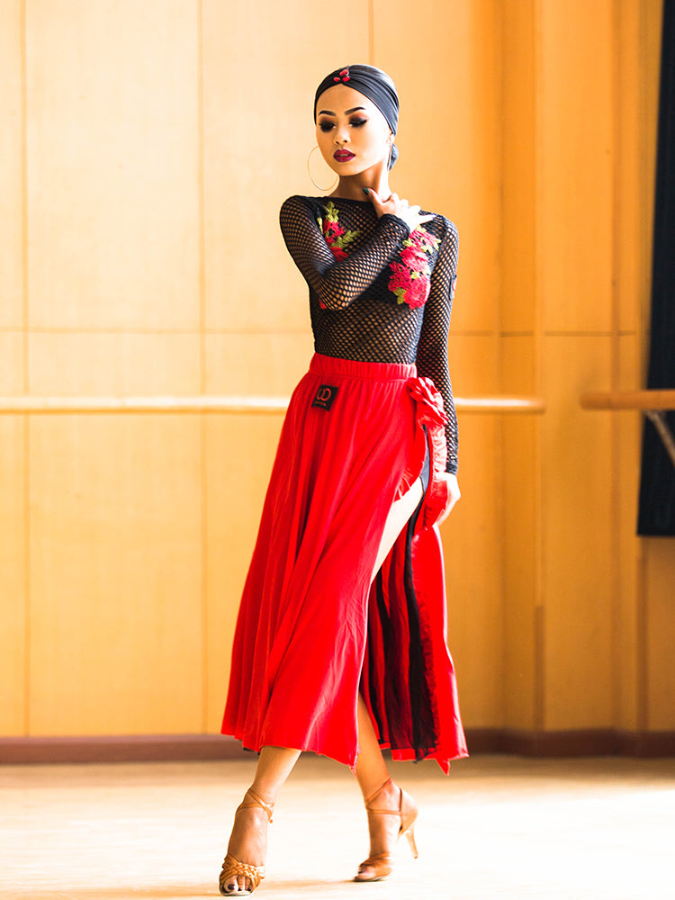 Sexy Ballroom Latin Competition Robe Cha cha Rumba Tango Latin Dance Jupe