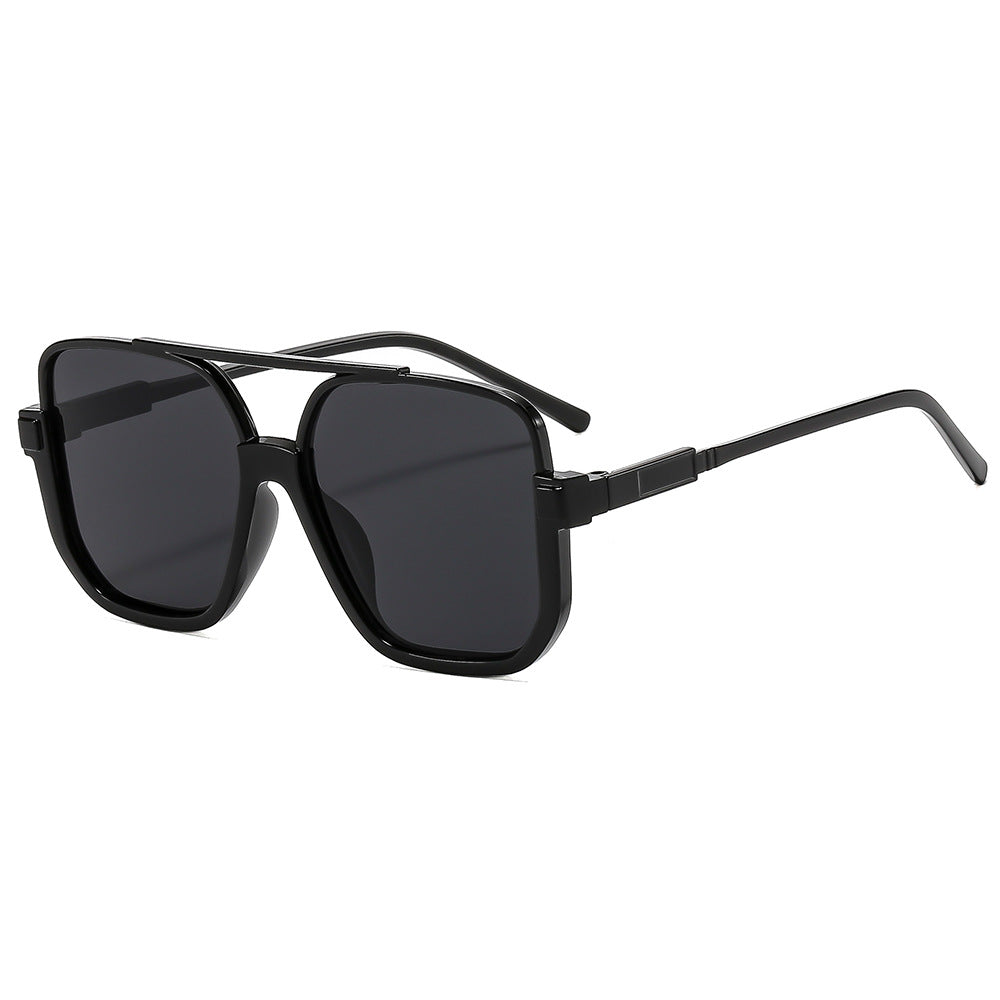 Y2K Chic Personnalité Double pont Lunettes de soleil semi-imprimées