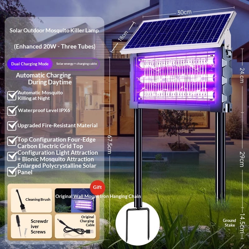 Solar-powered outdoor mosquito lamp