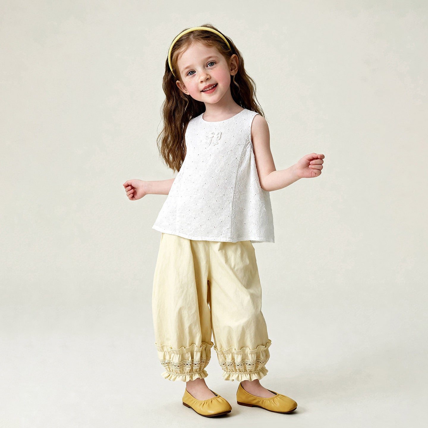 Pantalons casual pour enfants Bloomers à volant en dentelle à double couche
