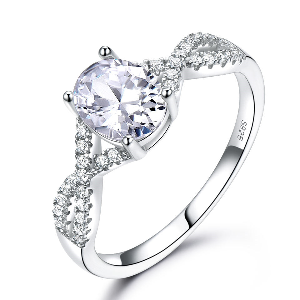 Argent sterling bague dames ovale Nano Morganite