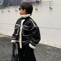 Veste en cuir de garçon Manteau rembourré polaire Automne et vêtements d'hiver