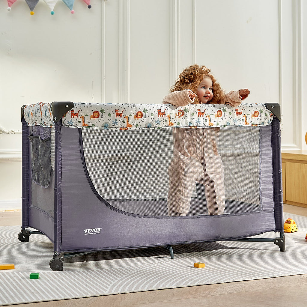 VEVOR Baby Playpen Portable Portable Baby Toddler Fence Play Yard & Wheels