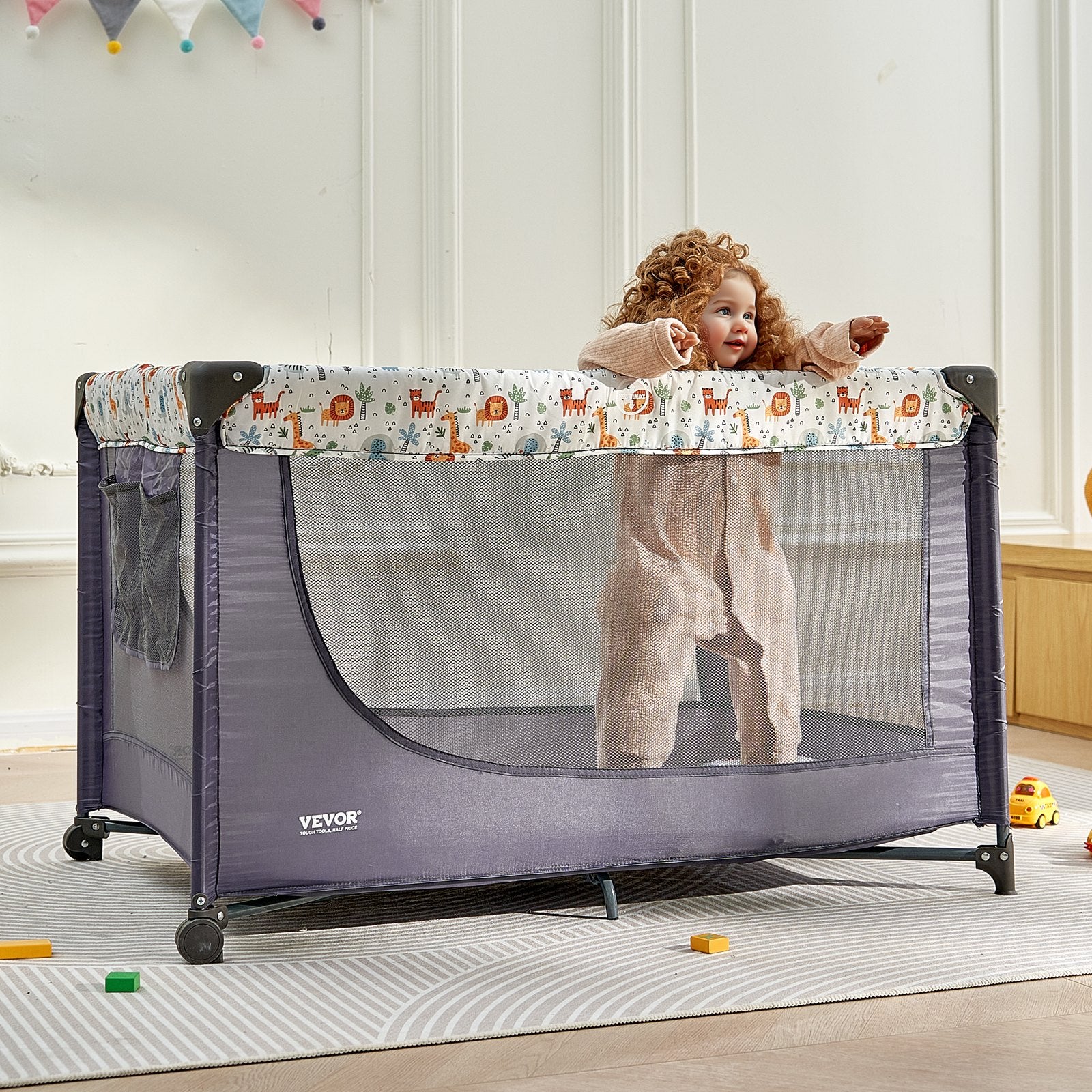 VEVOR Baby Playpen Portable Portable Baby Toddler Fence Play Yard & Wheels