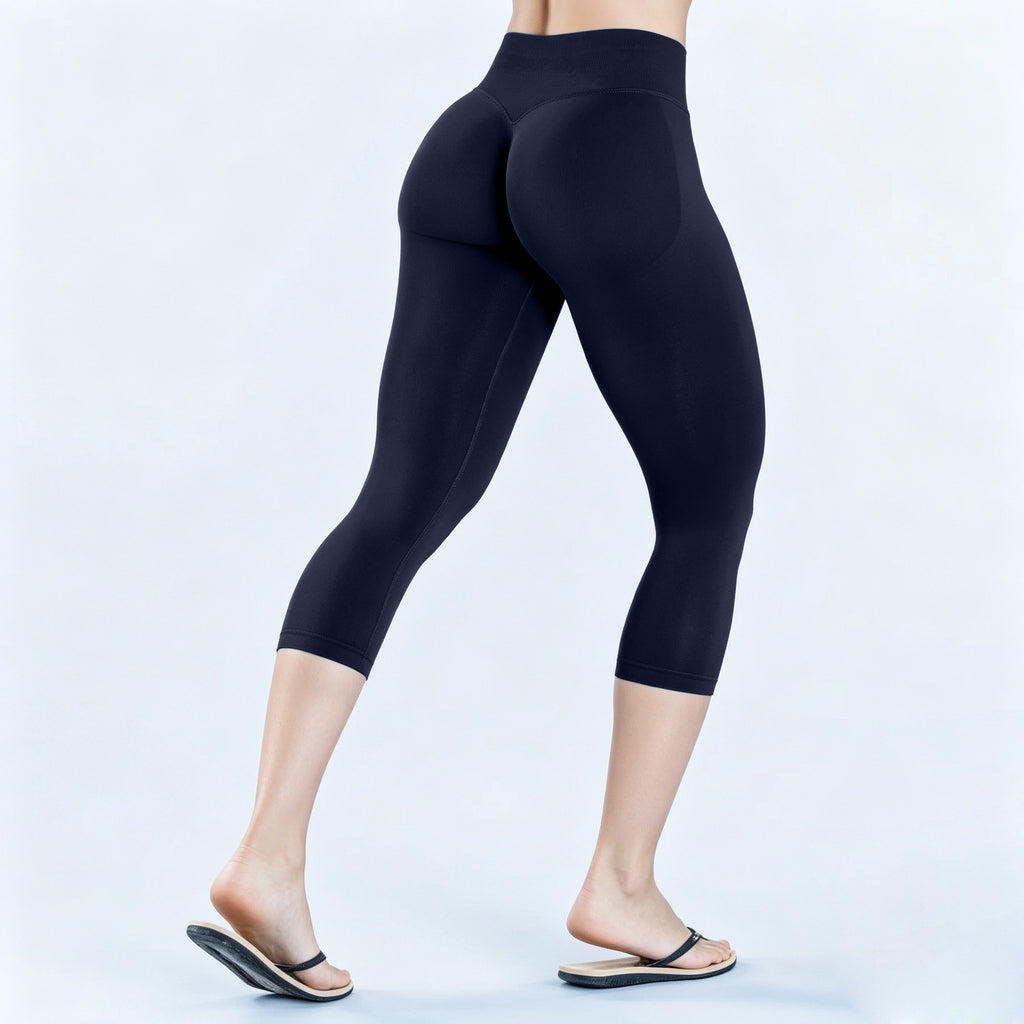 Pantalon croppé à trois pans de la taille Conception plissée pour un effet de lifting des fesses Mer à basse altitude