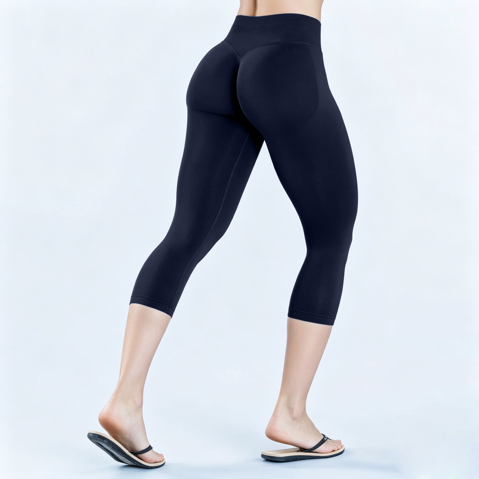 Pantalon croppé à trois pans de la taille Conception plissée pour un effet de lifting des fesses Mer à basse altitude