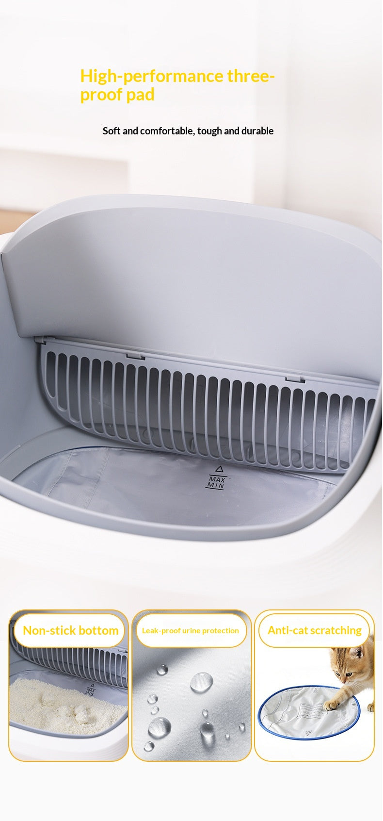 Pad de remplacement souple de protection pour boîte à litière intelligente