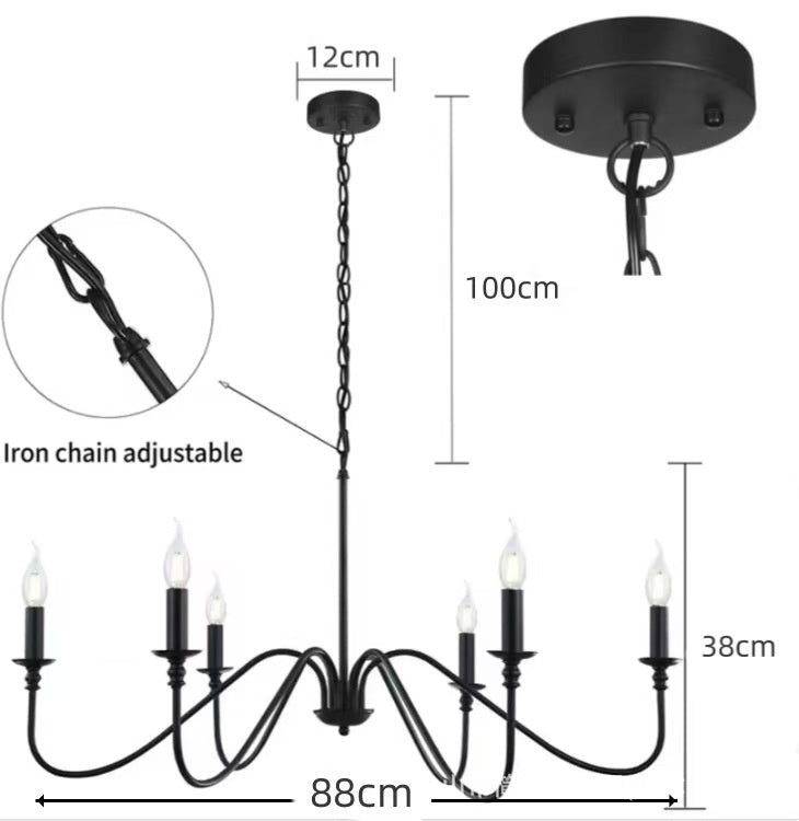 Moderne Simple et léger Luxury American Wought Iron Chandelier